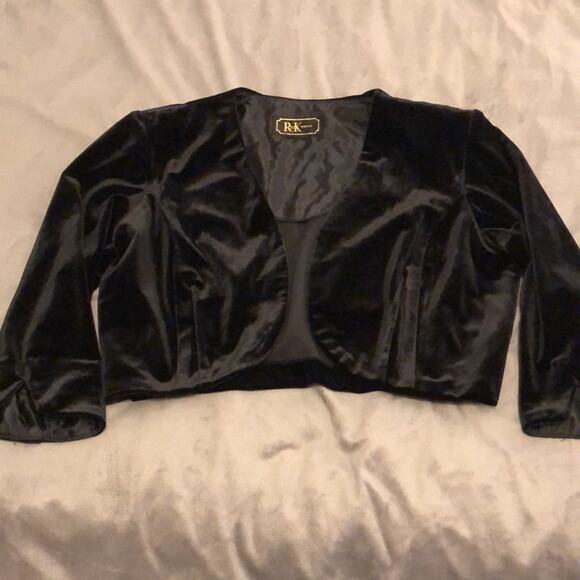 R&K Evening 2pc Black velvet dress and jacket Woman Size 14 Special occasion - Picture 12 of 12